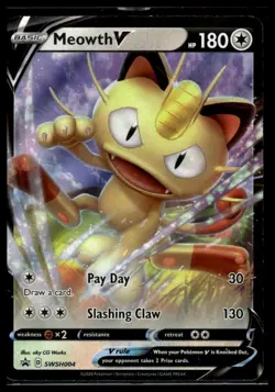 Meowth V Holofoil Promo SWSH: Sword & Shield Promo Cards SWSH004 NM - Image 1