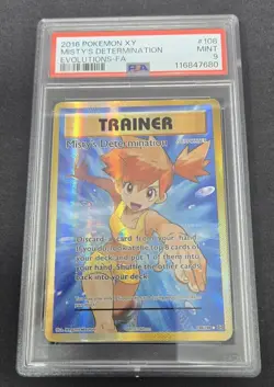 Misty's Determination 108/108 Gold Secret Rare Pokemon 2016 XY Evolutions PSA 9 - Image 3