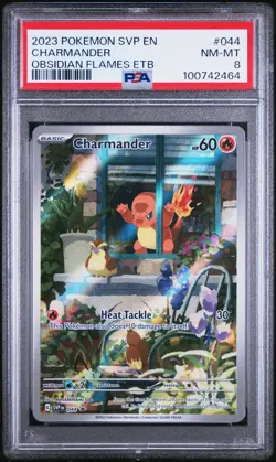 PSA 8 - 2023 Pokemon Obsidian Flames CHARMANDER Black Star Promo #044 (2464) - Image 1