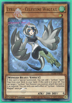 Yugioh! Lyrilusc - Celestine Wagtail LED8-EN036 (UR) 1st Ed "Lyrilusc Support" - Image 1