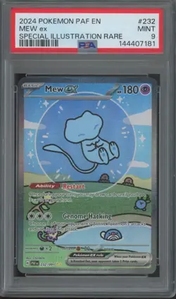 2024 Pokemon PAF EN Special Illustration Rare #232 Mew ex Mint PSA 9 - Image 1