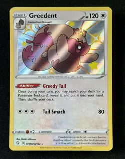 2021 TCG Pokemon #SV100 Greedent Holo SV100/SV122 Shining Fates Shiny Vault - Image 2