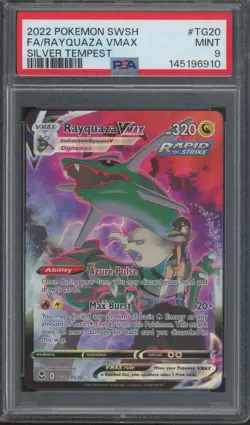 2022 Pokemon SWSH Silver Tempest Full Art #TG20 Rayquaza VMAX Mint PSA 9 - Image 1