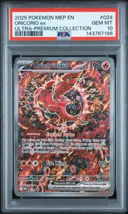 2025 POKEMON MEP EN-ME BLACK STAR PROMO 024 ORICORIO ex ULTRA-PREMIUM PSA 10 196 - Image 1