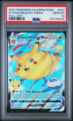 2021 Pokemon Celebrations Flying Pikachu VMAX Full Art #007 PSA 10 - Image 1