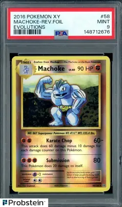 2016 Pokemon XY Evolutions #58 Machoke - Reverse Foil PSA 9 MINT - Image 1