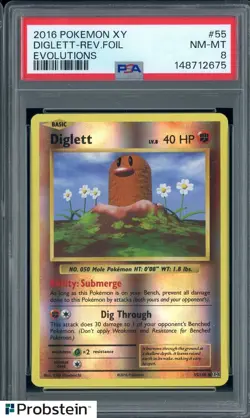 2016 Pokemon XY Evolutions #55 Diglett - Reverse Foil PSA 8 NM-MT - Image 1