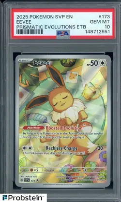 #2 2025 Pokemon SVP En Prismatic Evolutions ETB #173 Eevee PSA 10 GEM MINT - Image 1
