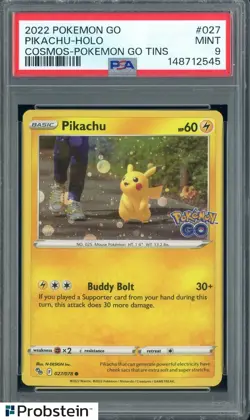 2022 Pokemon Go Cosmos Pokemon Go Tins #027 Pikachu - Holo PSA 9 MINT - Image 1