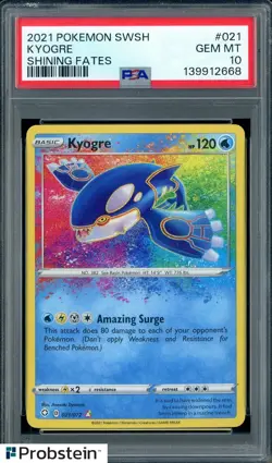 #1 2021 Pokemon SWSH Shining Fates #021 Kyogre PSA 10 GEM MINT - Image 1