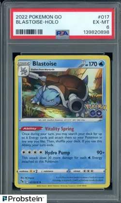 2022 Pokemon Go #017 Blastoise - Holo PSA 6 EX-MT - Image 1