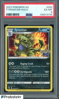 2022 Pokemon Go #043 Tyranitar - Holo PSA 6 EX-MT - Image 1