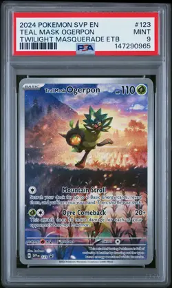 0965 Teal Mask Ogerpon 2023 Pokemon SV Twilight Masquerade ETB Promo #123 PSA 9 - Image 1