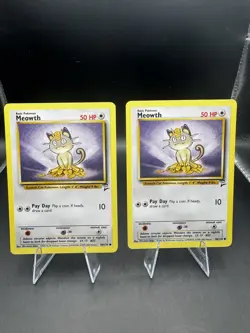 Pokemon Meowth 80/130 Base Set 2 WOTC 1999 NM Vintage (x2) - Image 1