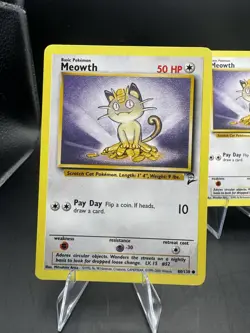 Pokemon Meowth 80/130 Base Set 2 WOTC 1999 NM Vintage (x2) - Image 3