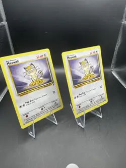 Pokemon Meowth 80/130 Base Set 2 WOTC 1999 NM Vintage (x2) - Image 5