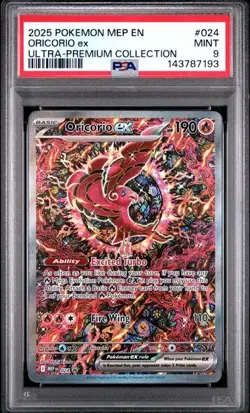 2025 POKEMON MEP EN-ME BLACK STAR PROMO #024 ORICORIO ex ULTRA-PREMIUM PSA 9 193 - Image 1