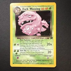 Pokemon Dark Weezing Team Rocket Rare Stage 1 60 HP Regular English 14/82 2000 - Image 1
