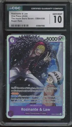 2026 One Piece The Azure Sea's Seven Super Rare Rosinante & Law Gem Mint CGC 10 - Image 1
