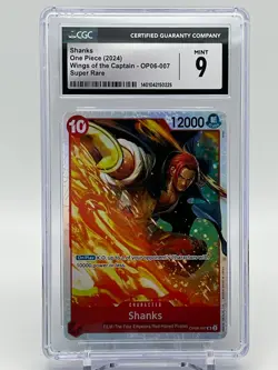 Shanks One Piece (2024) Wings of the Captain - OP06-007 Super Rare CGC 9 - Image 1