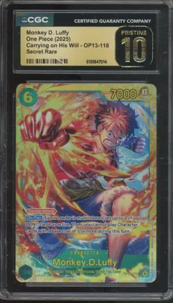 2025 One Piece Carrying On His Will Secret Rare Monkey D. Luffy Pristine CGC 10 - Image 1