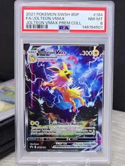 Pokemon Card TCG Jolteon VMAX SWSH184 Sword & Shield 2021 Black Star Promo PSA 8 - Image 1