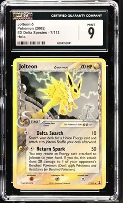 CGC 9 MINT Jolteon 2005 EX Delta Species 7/113 Holo Pokemon Card - Image 1