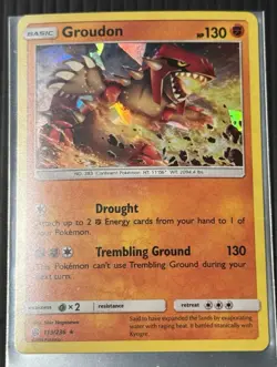 Pokemon Groudon TCG Cosmic Eclipse 2019 Rare Rev Holo Card 113/236 NM Condition - Image 1