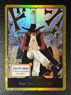 One Piece The Azure Sea's Seven Hawk-Eye Mihawk Don!! Card Gold - Image 1
