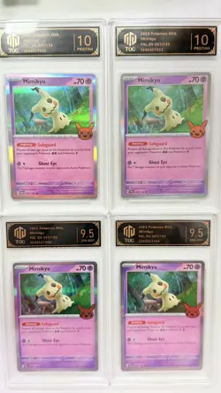 4x Pokemon TCG TOC 10/9.5 Mimikyu 097/193 Holo Trick or Trade 2023 Card Lot AB78 - Image 1