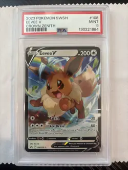 Pokemon Eevee V 2023 Crown Zenith PSA 9 Mint Card 108/159 Sword & Shield - Image 1