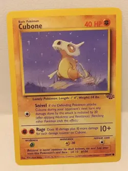 1999 Cubone 50/64 Jungle Pokemon Card Unlimited Vintage LP-NM - Image 1