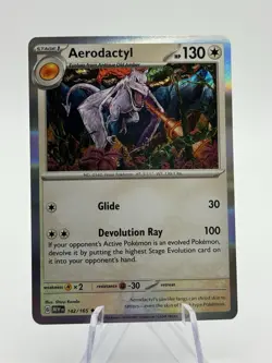 Pokemon TCG Aerodactyl Scarlet & Violet 151 Reverse Holo Holo Rare Card 142/165 - Image 1