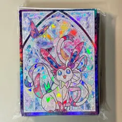 Stunning Ninfia Eevee Pokemon Card Deck Sleeves 60 Count Stained Glass Design - Image 1