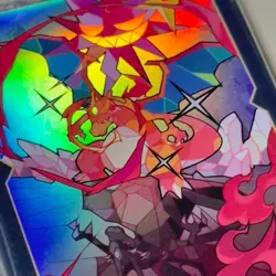 Lizardon Terastal Pokemon Card Deck Shield Sleeves 60 Count Stained Glass Art - Image 2