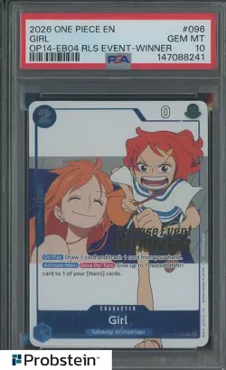 2026 One Piece EN OP14-EB04 RLS Event Winner #096 Girl Nami PSA 10 GEM MINT - Image 1