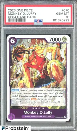 2023 One Piece OP04 Dash Pack #070 Monkey D. Luffy PSA 10 GEM MINT - Image 1