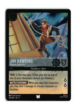 JIM HAWKINS RIGGING SPECIALIST 183/204 COLD FOIL DISNEY LORCANA NM - Image 1