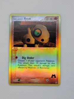 Team Magma’s Aron 59/95 EX Team Magma vs Team Aqua Reverse Holo Pokemon Card NM - Image 1