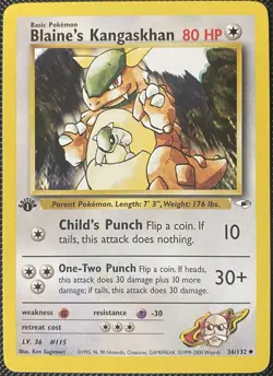 Blaine's Kangaskhan 036/132 Gym Heroes Regular 1st Edition - Pokemon Card - Image 1