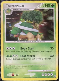 Torterra 17/130 Diamond and Pearl Holo *DAMAGED* Pokemon Card - Image 1