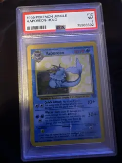 Pokemon TCG Vaporeon Holo Rare Card Jungle, 12/64 PSA 7 - Image 1