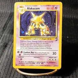 Pokemon Alakazam 001/130 Base Set 2 Holo Rare 80 HP Stage 2 Card - Image 1