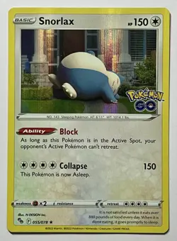 Snorlax 055/078 (LP) Holo Rare Sword & Shield: Pokemon Go 2021 Pokemon Card - Image 1