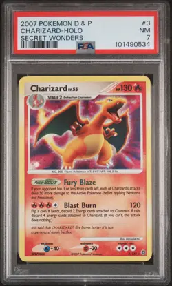 Charizard-Holo Pokemon Diamond & Pearl Secret Wonders 3 NM PSA NM 7 0534 - Image 1
