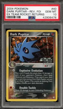 Pokemon Dark Pupitar EX Team Rocket Returns Reverse Holo #40 PSA 10 Gem Mint - Image 1