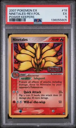 2007 POKEMON EX POWER KEEPERS #19 NINETALES-REVERSE FOIL PSA 5 - Image 1