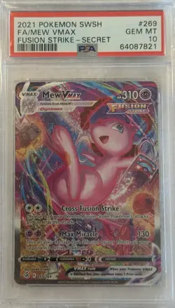 Pokemon 2021 Mew VMAX #269 Fusion Strike SECRET ALT HOLO PSA 10 - Image 1