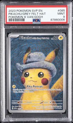 2023 POKEMON SVP EN-SV BLACK STAR PROMO #085 PIKACHU WITH GREY FELT HAT PSA 9 - Image 1