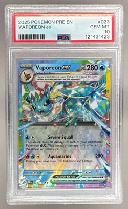 Vaporeon ex 2025 Pokemon Prize Pack Series 7 #023 Holo Rare Prismatic PSA 10 - Image 1